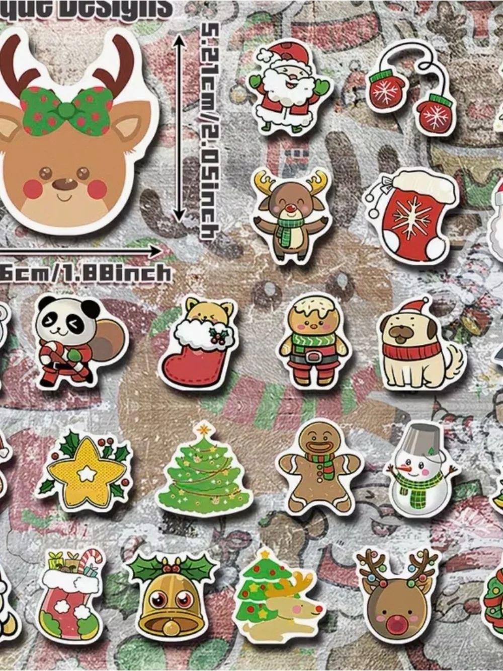 50 Christmas Cartoon Stickers Cute & Festive Crafts Kids School Party
